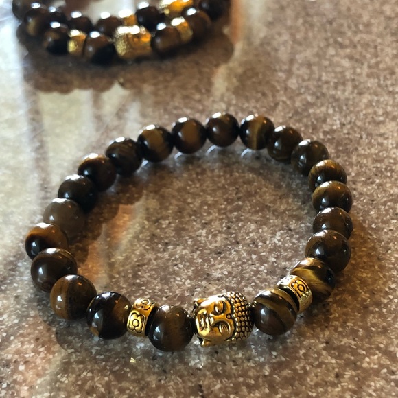 🤎 Tiger’s Eye Mala Bead Bracelet with Buddha Bead - Picture 5 of 8